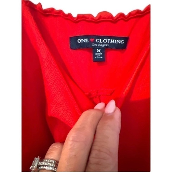 One Clothing Los Angeles Red Dressy Cami Tiered Midi Jumpsuit w/Tie Front  Sz S - Picture 2 of 6
